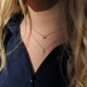 Collier double chaîne motif croix en argent par Elsa Lee paris 