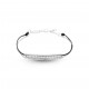 Elsa Lee Paris - Bracelet Clear Spirit en argent 925 rhodié sur cordon ciré noir imperméable, sertis d'oxydes de zirconium