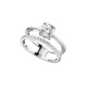 Rhodium coated silver 925 double ring with zirconia, Elsa Lee Paris