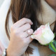 Bague argent rhodié et perle rose sertie, collection La Vie en Rose