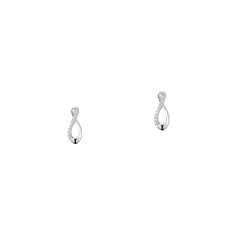 Elsa Lee Paris - Boucles d'oreilles en argent rhodié, motif signe de l'infini, 20 oxydes de zirconium 1mm 0,20ct