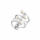 Rhodium coated silver multi-rows ring with white beads, Purity collection