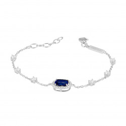 elegant bracelet with emerald cut blue stone and entourage by Elsa Lee - silver bracelet sapphire blue stone