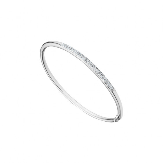 Bracelet rigide Elsa Lee Paris, collection tendance, en argent et oxydes de Zirconium blancs