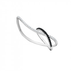 Black and white double ring in 925 silver cross design by Elsa Lee Paris 