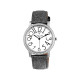 Dark Grey watch silver bezel and white dial with big numerals by Elsa Lee Paris 