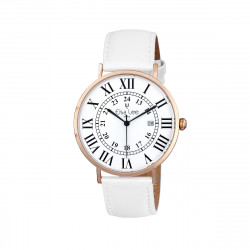 Ladies watch with white leather strap