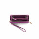 Pink leather wallet from Elsa Lee Paris, medium size companion with interior in fabric 17,5x9,5 cm 