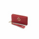 Red leather wallet from Elsa Lee Paris, medium size companion with interior in fabric 17,5x9,5 cm 