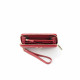Red leather wallet from Elsa Lee Paris, medium size companion with interior in fabric 17,5x9,5 cm 