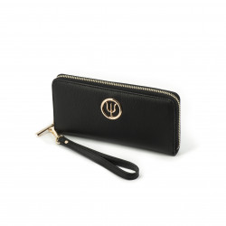 Classic companion by Elsa Lee Paris: black leather wallet with a fabric interior 21x10cm