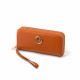 Wide companion by Elsa Lee Paris, orange leather wallet and fabric interior 21,5x10cm