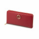 Compagnon Extra Elsa Lee Paris, portefeuille en cuir rouge, multiples rangements pour cartes, billets et pièces de monnaie
