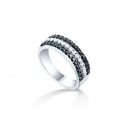 Bague noire et blanche 3 rangs en argent