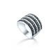 7 rows Black and white silver ring by Elsa Lee