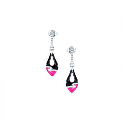 Boucles d'Oreilles Folie Rose Elsa Lee Paris en argent massif avec oxydes de Zirconium et émail trois couleurs