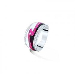 Bague rose fuchsia et noir avec oxydes de zirconium en argent par Elsa Lee