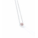 Elsa Lee Paris fine 925 sterling silver necklace - white enamel pendant, pink rhodium-plating and 13 clear Cubic Zirconia