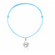 Elsa Lee Paris - Bracelet Clear Spirit sur cordon coton ciré bleu pendentif forme ange en argent 925 rhodié avec 1 perle blanche