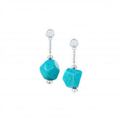 Boucles d'oreilles pendantes turquoise en argent par Elsa Lee Paris 