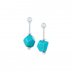 Drop earrings with dangling turquoise, in silver by Elsa Lee Paris 