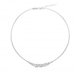 Elsa Lee Paris fine 925 sterling silver rigid necklace - different sizes of clear Cubic Zirconia 