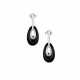 Boucles d'oreilles pendantes Elsa Lee Paris en argent 925, email noir motif oval et pendants incrustés d'oxydes de Zirconium