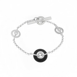 Rhodium silver glow bracelet, enamel and cubics zirconia