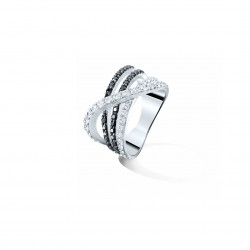 Bague croix noire et blanche en argent par Elsa Lee