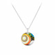 Collier en argent pendentif rond médaillon coloré en émail de couleur Par Elsa Lee Paris