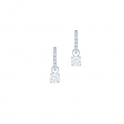 Elsa Lee Paris sterling silver earrings with two claws set princess cut clear Cubic Zirconia and diamond cut Cubic Zirconia on t