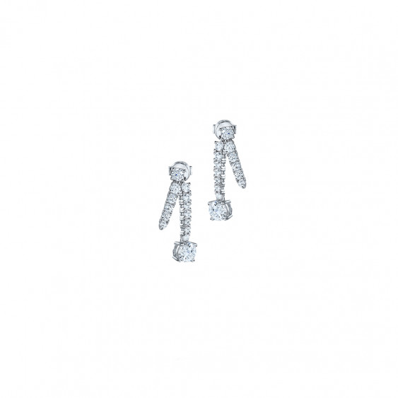 Boucles d'oreilles pendantes Elsa Lee Paris, en argent 925, oxydes de Zirconium différentes formes