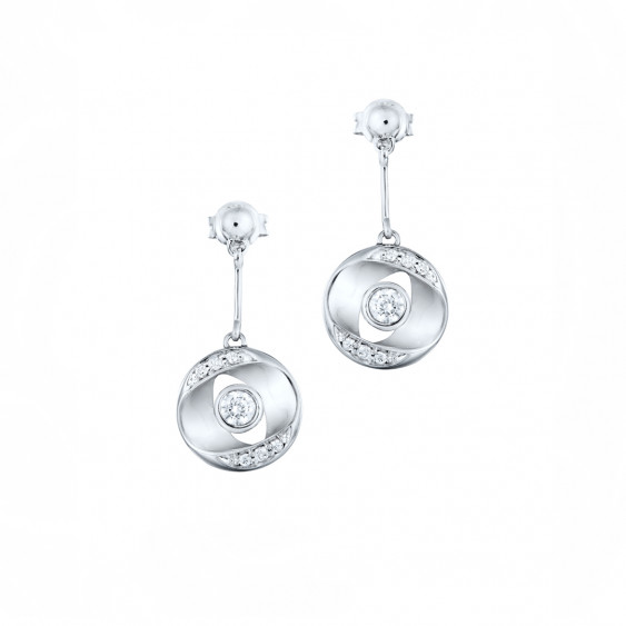 Boucles d'oreilles Cercle enragent rhodié et oxydes de zirconium