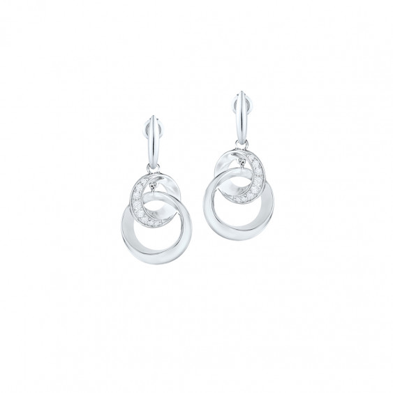 Boucles d'oreilles Cercle enragent rhodié et oxydes de zirconium