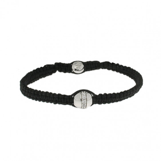 Bracelet Tressé Elsa Lee Paris, oxyde de Zirconium serti clos sur cordon noir