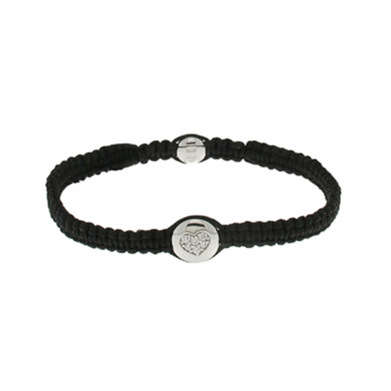 Bracelet Tressé Elsa Lee Paris, oxyde de Zirconium serti clos sur cordon noir