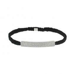 Bracelet Tressé Elsa Lee Paris, oxyde de Zirconium serti clos sur cordon noir