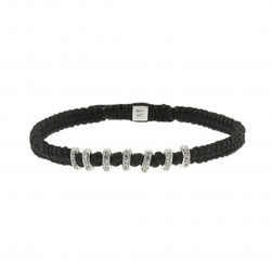 Bracelet Tressé Elsa Lee Paris, oxyde de Zirconium serti clos sur cordon noir