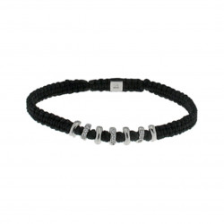 Braided bracelet from Elsa Lee Paris: one close set Cubic Zirconia on a black cotton lace