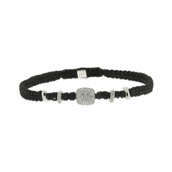 Bracelet Tressé Elsa Lee Paris, oxyde de Zirconium serti clos sur cordon noir