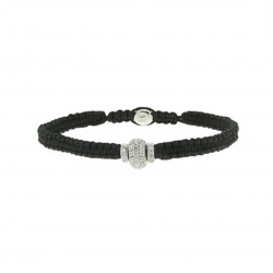 Braided bracelet from Elsa Lee Paris: one close set Cubic Zirconia on a black cotton lace