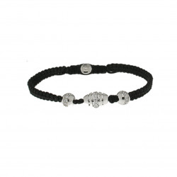 Braided bracelet from Elsa Lee Paris: one close set Cubic Zirconia on a black cotton lace