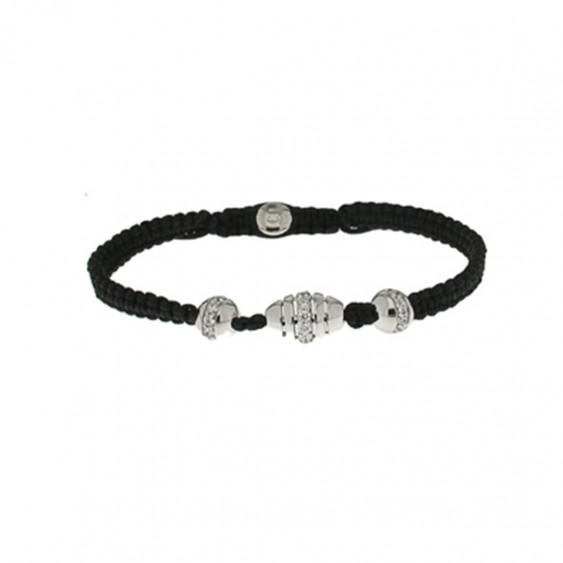 Braided bracelet from Elsa Lee Paris: one close set Cubic Zirconia on a black cotton lace