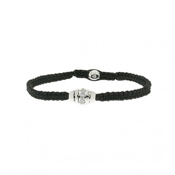 Braided bracelet from Elsa Lee Paris: one close set Cubic Zirconia on a black cotton lace