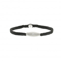 Braided bracelet from Elsa Lee Paris: one close set Cubic Zirconia on a black cotton lace