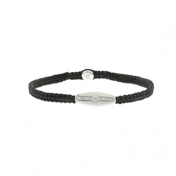 Bracelet Tressé Elsa Lee Paris, oxyde de Zirconium serti clos sur cordon noir