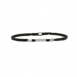 Braided bracelet from Elsa Lee Paris: one close set Cubic Zirconia on a black cotton lace