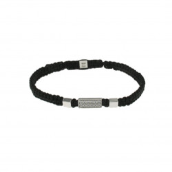 Braided bracelet from Elsa Lee Paris: one close set Cubic Zirconia on a black cotton lace