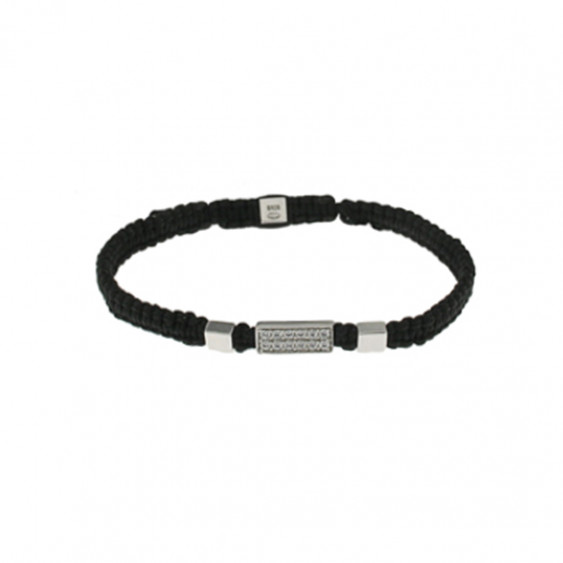 Bracelet Tressé Elsa Lee Paris, oxyde de Zirconium serti clos sur cordon noir