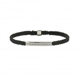 Braided bracelet from Elsa Lee Paris: one close set Cubic Zirconia on a black cotton lace